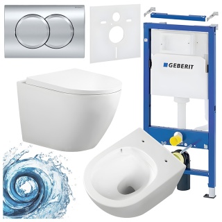 ZESTAW PODTYNKOWY WC STELAŻ GEBERIT DUOFIX MISKA FLOW-WH-TR-02 PRZYCISK DELTA 01 CHROM