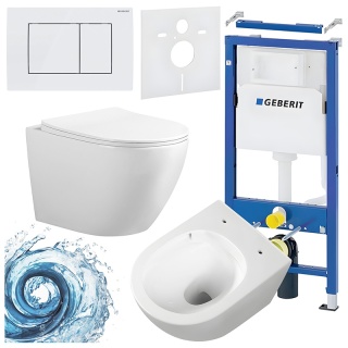 ZESTAW PODTYNKOWY WC STELAŻ GEBERIT DUOFIX MISKA FLOW-WH-TR-03 PRZYCISK DELTA 30 BIAŁY