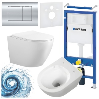 ZESTAW PODTYNKOWY WC STELAŻ GEBERIT DUOFIX MISKA FLOW-WH-TR-03 PRZYCISK DELTA 30 CHROM