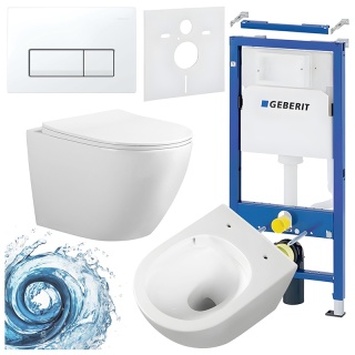ZESTAW PODTYNKOWY WC STELAŻ GEBERIT DUOFIX MISKA FLOW-WH-TR-03 PRZYCISK DELTA 50 BIAŁY