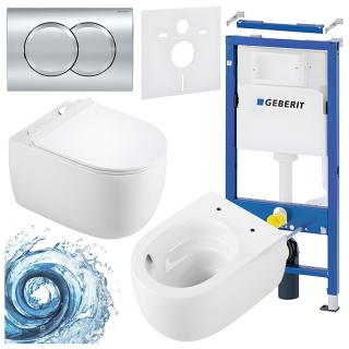 ZESTAW PODTYNKOWY WC STELAŻ GEBERIT DUOFIX MISKA LAKE-WH-TR-01 PRZYCISK DELTA 01 CHROM