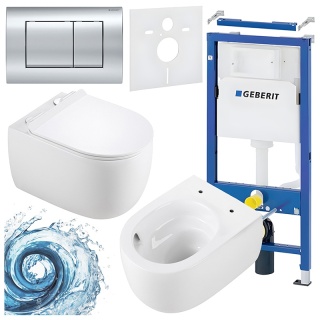 ZESTAW PODTYNKOWY WC STELAŻ GEBERIT DUOFIX MISKA LAKE-WH-TR-01 PRZYCISK DELTA 30 CHROM