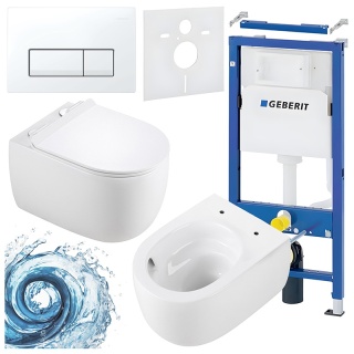 ZESTAW PODTYNKOWY WC STELAŻ GEBERIT DUOFIX MISKA LAKE-WH-TR-01 PRZYCISK DELTA 50 BIAŁY