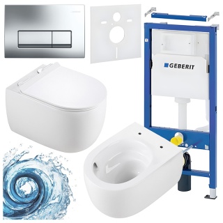ZESTAW PODTYNKOWY WC STELAŻ GEBERIT DUOFIX MISKA LAKE-WH-TR-01 PRZYCISK DELTA 50 CHROM