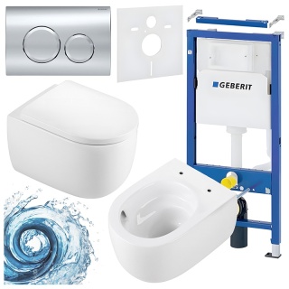 ZESTAW PODTYNKOWY WC STELAŻ GEBERIT DUOFIX MISKA LAKE-WH-TR-02 PRZYCISK DELTA 20 CHROM