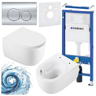 ZESTAW PODTYNKOWY WC STELAŻ GEBERIT DUOFIX MISKA LAKE-WH-TR-03 PRZYCISK DELTA 20 CHROM