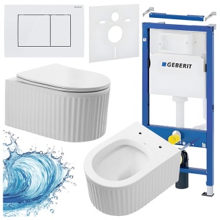 ZESTAW PODTYNKOWY WC STELAŻ GEBERIT DUOFIX MISKA LUMA-WH-RIM-03 PRZYCISK DELTA 30 BIAŁY