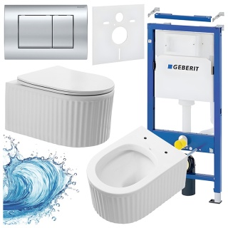 ZESTAW PODTYNKOWY WC STELAŻ GEBERIT DUOFIX MISKA LUMA-WH-RIM-03 PRZYCISK DELTA 30 CHROM