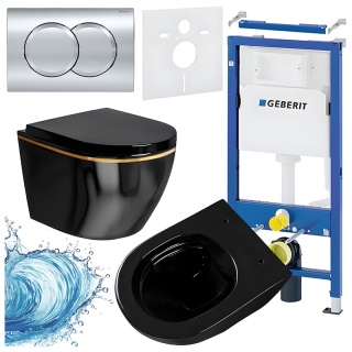 ZESTAW PODTYNKOWY WC STELAŻ GEBERIT DUOFIX MISKA MIZU-BL-GL-RIM-02 PRZYCISK DELTA 01 CHROM