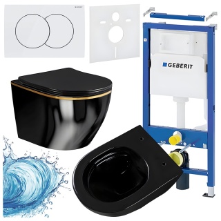 ZESTAW PODTYNKOWY WC STELAŻ GEBERIT DUOFIX MISKA MIZU-BL-GL-RIM-03 PRZYCISK DELTA 01 BIAŁY