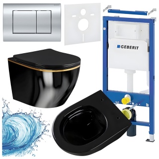 ZESTAW PODTYNKOWY WC STELAŻ GEBERIT DUOFIX MISKA MIZU-BL-GL-RIM-03 PRZYCISK DELTA 30 CHROM