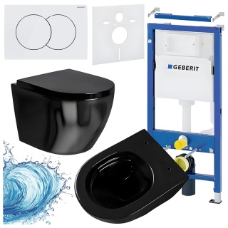 ZESTAW PODTYNKOWY WC STELAŻ GEBERIT DUOFIX MISKA MIZU-BL-RIM-02 PRZYCISK DELTA 01 BIAŁY