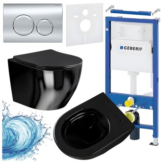ZESTAW PODTYNKOWY WC STELAŻ GEBERIT DUOFIX MISKA MIZU-BL-RIM-03 PRZYCISK DELTA 20 CHROM