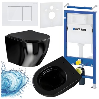 ZESTAW PODTYNKOWY WC STELAŻ GEBERIT DUOFIX MISKA MIZU-BL-RIM-03 PRZYCISK DELTA 30 BIAŁY