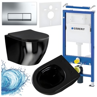 ZESTAW PODTYNKOWY WC STELAŻ GEBERIT DUOFIX MISKA MIZU-BL-RIM-03 PRZYCISK DELTA 50 CHROM