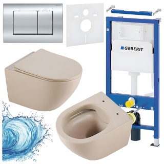 ZESTAW PODTYNKOWY WC STELAŻ GEBERIT DUOFIX MISKA MIZU-CAP-RIM-03 PRZYCISK DELTA 30 CHROM