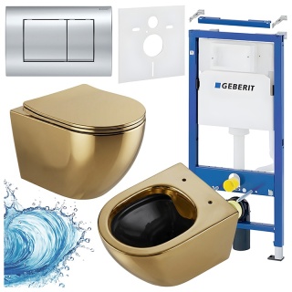 ZESTAW PODTYNKOWY WC STELAŻ GEBERIT DUOFIX MISKA MIZU-GL-BL-RIM-03 PRZYCISK DELTA 30 CHROM