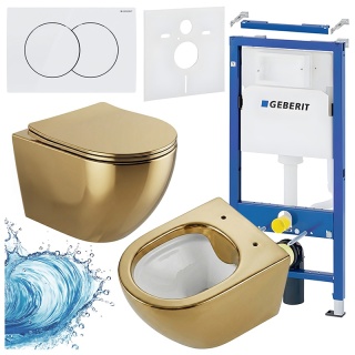 ZESTAW PODTYNKOWY WC STELAŻ GEBERIT DUOFIX MISKA MIZU-GL-WH-RIM-03 PRZYCISK DELTA 01 BIAŁY