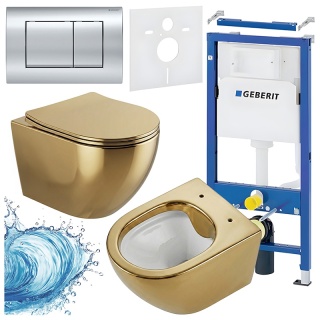ZESTAW PODTYNKOWY WC STELAŻ GEBERIT DUOFIX MISKA MIZU-GL-WH-RIM-03 PRZYCISK DELTA 30 CHROM