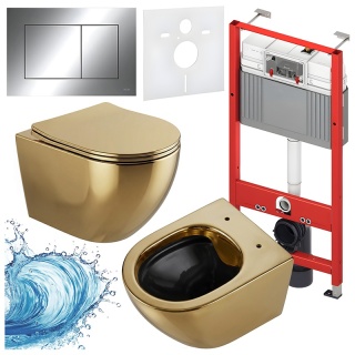 ZESTAW PODTYNKOWY WC STELAŻ TECE MISKA MIZU-GL-BL-RIM-03 PRZYCISK TC-9240401 CHROM