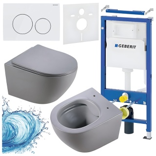 ZESTAW PODTYNKOWY WC STELAŻ GEBERIT DUOFIX MISKA MIZU-MTGR-RIM-03 PRZYCISK DELTA 20 BIAŁY