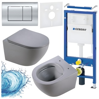 ZESTAW PODTYNKOWY WC STELAŻ GEBERIT DUOFIX MISKA MIZU-MTGR-RIM-03 PRZYCISK DELTA 30 CHROM
