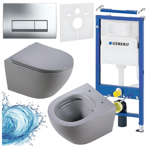 ZESTAW PODTYNKOWY WC STELAŻ GEBERIT DUOFIX MISKA MIZU-MTGR-RIM-03 PRZYCISK DELTA 50 CHROM