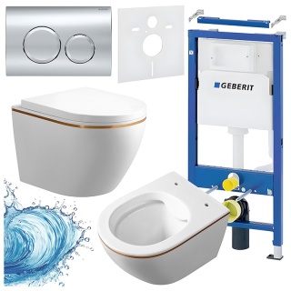 ZESTAW PODTYNKOWY WC STELAŻ GEBERIT DUOFIX MISKA MIZU-WH-GL-RIM-02 PRZYCISK DELTA 20 CHROM