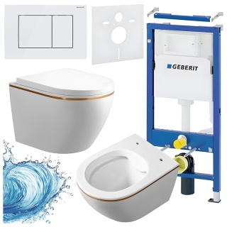 ZESTAW PODTYNKOWY WC STELAŻ GEBERIT DUOFIX MISKA MIZU-WH-GL-RIM-02 PRZYCISK DELTA 30 BIAŁY