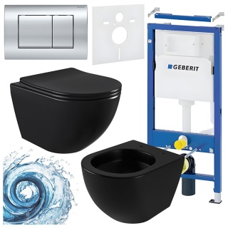 ZESTAW PODTYNKOWY WC STELAŻ GEBERIT DUOFIX MISKA NERO-MTB-03 PRZYCISK DELTA 30 CHROM