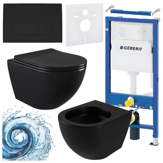 ZESTAW PODTYNKOWY WC STELAŻ GEBERIT DUOFIX MISKA NERO-MTB-03 PRZYCISK DELTA 50 CZARNY MAT