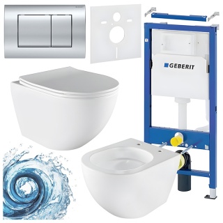 ZESTAW PODTYNKOWY WC STELAŻ GEBERIT DUOFIX MISKA NERO-WH-03 PRZYCISK DELTA 30 CHROM
