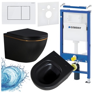 ZESTAW PODTYNKOWY WC STELAŻ GEBERIT DUOFIX MISKA PEAK-MTB-GL-RIM-02 PRZYCISK DELTA 30 BIAŁY
