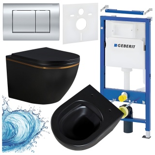 ZESTAW PODTYNKOWY WC STELAŻ GEBERIT DUOFIX MISKA PEAK-MTB-GL-RIM-02 PRZYCISK DELTA 30 CHROM