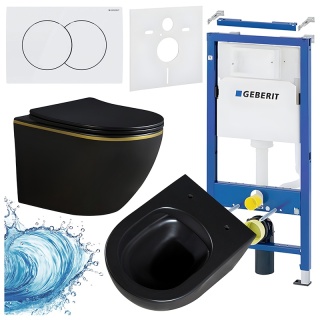 ZESTAW PODTYNKOWY WC STELAŻ GEBERIT DUOFIX MISKA PEAK-MTB-GL-RIM-03 PRZYCISK DELTA 01 BIAŁY