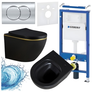 ZESTAW PODTYNKOWY WC STELAŻ GEBERIT DUOFIX MISKA PEAK-MTB-GL-RIM-03 PRZYCISK DELTA 01 CHROM