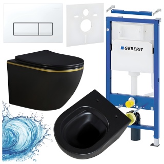 ZESTAW PODTYNKOWY WC STELAŻ GEBERIT DUOFIX MISKA PEAK-MTB-GL-RIM-03 PRZYCISK DELTA 50 BIAŁY