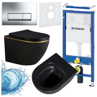 ZESTAW PODTYNKOWY WC STELAŻ GEBERIT DUOFIX MISKA PEAK-MTB-GL-RIM-03 PRZYCISK DELTA 50 CHROM