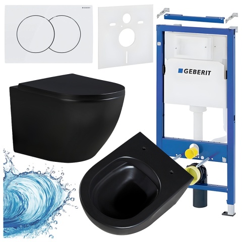 ZESTAW PODTYNKOWY WC STELAŻ GEBERIT DUOFIX MISKA PEAK-MTB-RIM-02 PRZYCISK DELTA 01 BIAŁY
