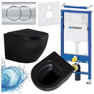 ZESTAW PODTYNKOWY WC STELAŻ GEBERIT DUOFIX MISKA PEAK-MTB-RIM-02 PRZYCISK DELTA 01 CHROM