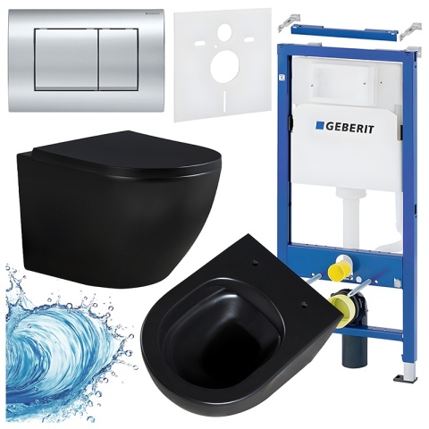 ZESTAW PODTYNKOWY WC STELAŻ GEBERIT DUOFIX MISKA PEAK-MTB-RIM-02 PRZYCISK DELTA 30 CHROM