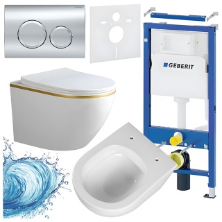 ZESTAW PODTYNKOWY WC STELAŻ GEBERIT DUOFIX MISKA PEAK-WH-GL-RIM-03 PRZYCISK DELTA 20 CHROM
