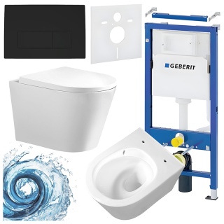 ZESTAW PODTYNKOWY WC STELAŻ GEBERIT DUOFIX MISKA PRIMA-WH-TR-02 PRZYCISK DELTA 50 CZARNY MAT