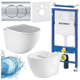 ZESTAW PODTYNKOWY WC STELAŻ GEBERIT DUOFIX MISKA PURO-WH-02 PRZYCISK DELTA 01 CHROM