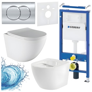 ZESTAW PODTYNKOWY WC STELAŻ GEBERIT DUOFIX MISKA PURO-WH-03 PRZYCISK DELTA 01 CHROM