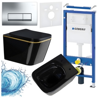 ZESTAW PODTYNKOWY WC STELAŻ GEBERIT DUOFIX MISKA RAIN-BL-GL-RIM-03 PRZYCISK DELTA 50 CHROM