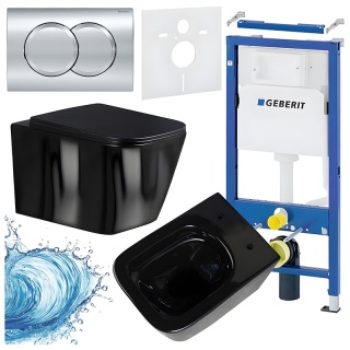 ZESTAW PODTYNKOWY WC STELAŻ GEBERIT DUOFIX MISKA RAIN-BL-RIM-03 PRZYCISK DELTA 01 CHROM