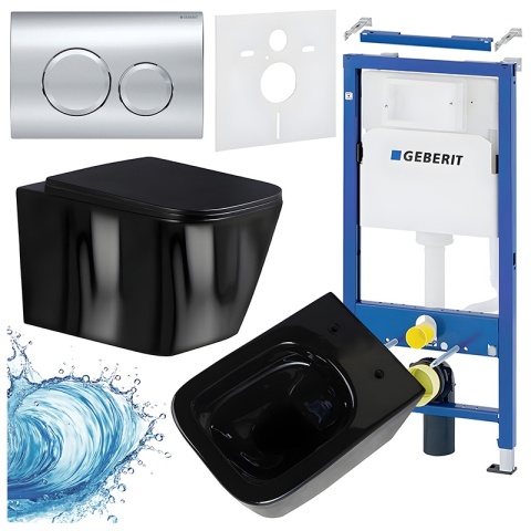 ZESTAW PODTYNKOWY WC STELAŻ GEBERIT DUOFIX MISKA RAIN-BL-RIM-03 PRZYCISK DELTA 20 CHROM