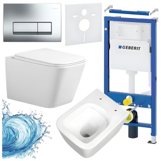 ZESTAW PODTYNKOWY WC STELAŻ GEBERIT DUOFIX MISKA RAIN-WH-RIM-03 PRZYCISK DELTA 50 CHROM
