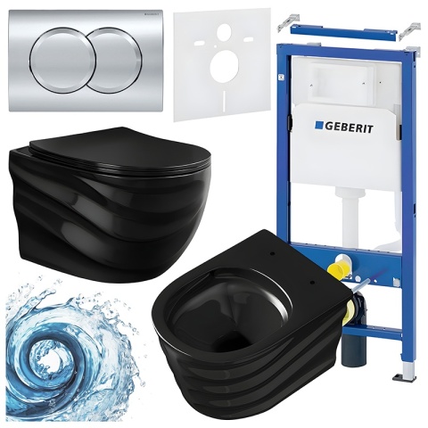 ZESTAW PODTYNKOWY WC STELAŻ GEBERIT DUOFIX MISKA SKAL-BL-RIM-03 PRZYCISK DELTA 01 CHROM